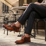 Arlo - Herren-Brogueschuhe aus hellbraunem Tweedleder