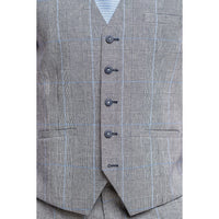 Arriga - Men's Grey Blue Check Waistcoat