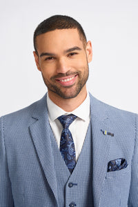 Baresi Herrenanzug, 3-teilig, kontrastierend, grau und marineblau, klassischer Sommer-Karoanzug