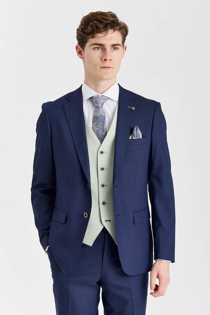 Belmont Navy Anzug mit kontrastierender Belmont Sage Weste