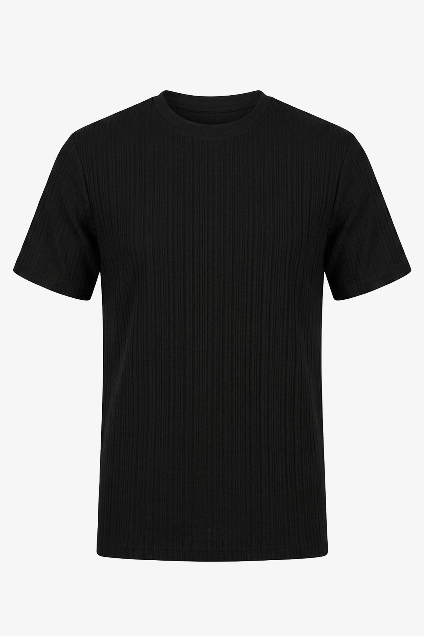 Schwarzes, geripptes klassisches T-Shirt für Herren