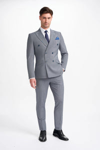 Bond - Men's Grey 2 Piece Double Breasted Suit