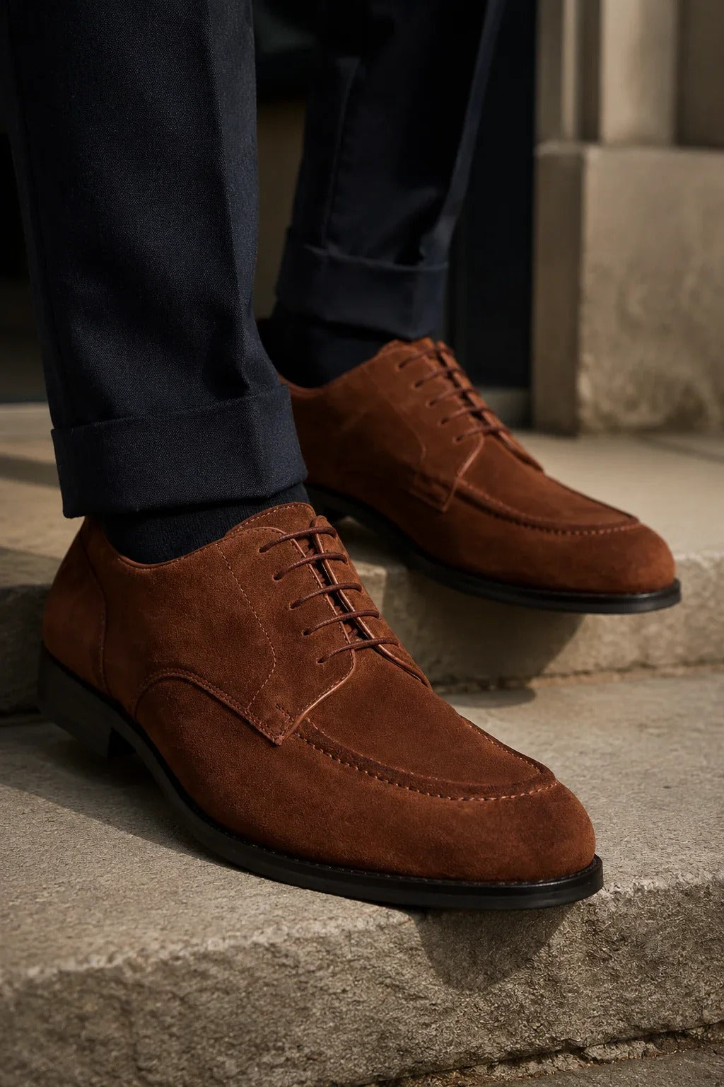 Brera - Klassische Herren-Derby-Schnürschuhe aus braunem Wildleder