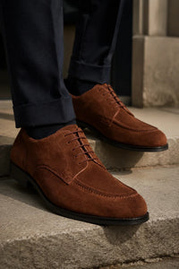 Brera - Klassische Herren-Derby-Schnürschuhe aus braunem Wildleder