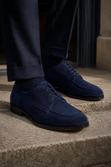 Brera - Klassische Herren-Derby-Schnürschuhe aus marineblauem Wildleder