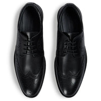 Cambridge - Schwarze Herren-Brogue-Derby-Schuhe mit Flügelkappe
