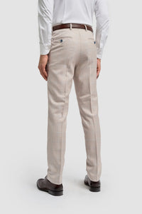 Caridi - Herren Tweed Beige Hochzeitshose