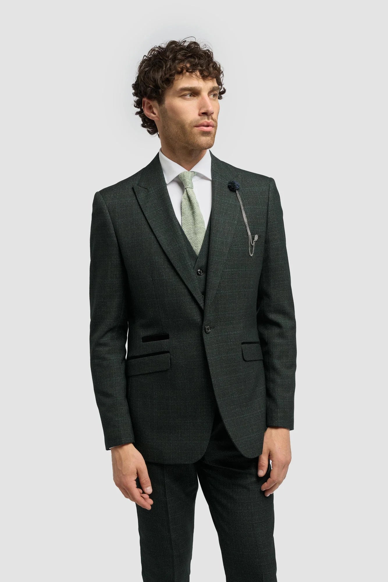 Caridi - Olivgrüner Tweed-Blazer für Herren