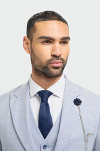 Herrenanzug 3-teilig kariert Tweed Hellblau Tailored Fit Hochzeit Peaky Classic