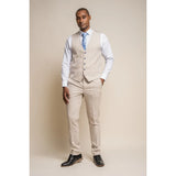 Caridi - Men's Tweed Beige Wedding Waistcoat