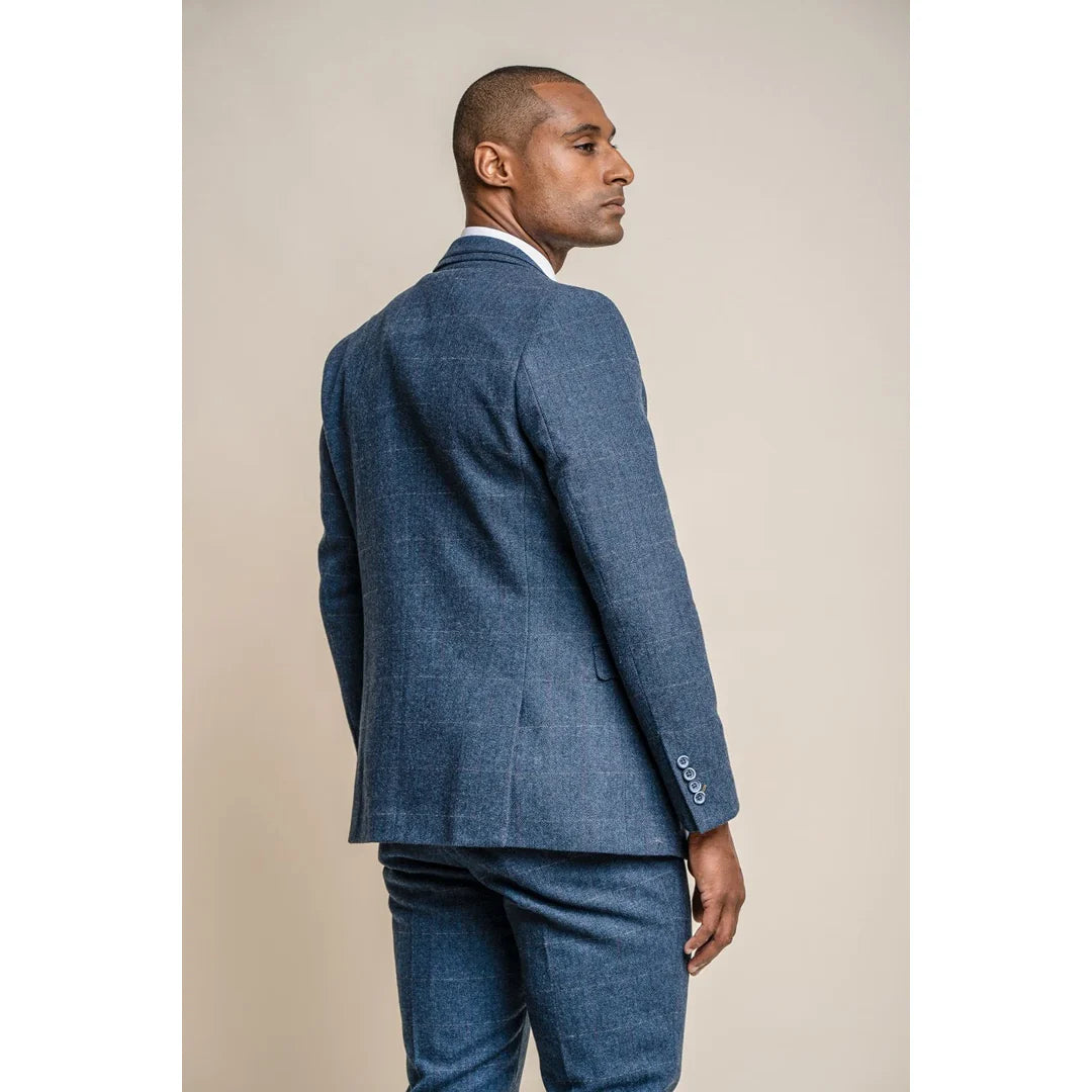 Carnegi - Men's Navy Check Tweed Blazer