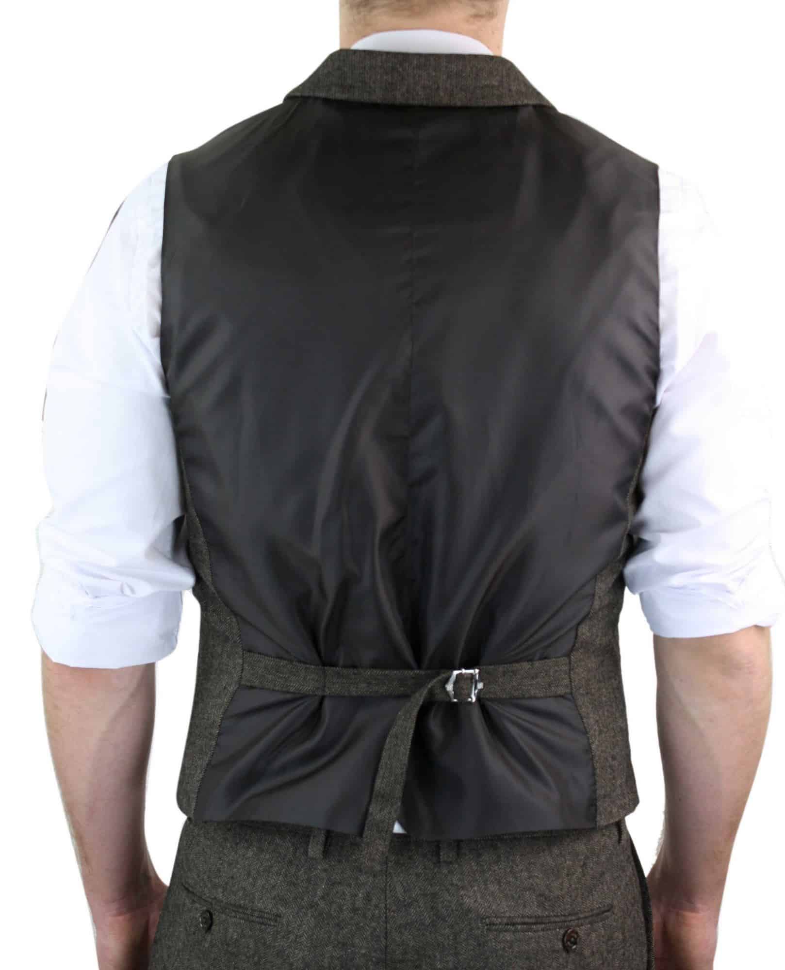 Cavani Martez - Men's Herringbone Tweed Waitcoat-Tan