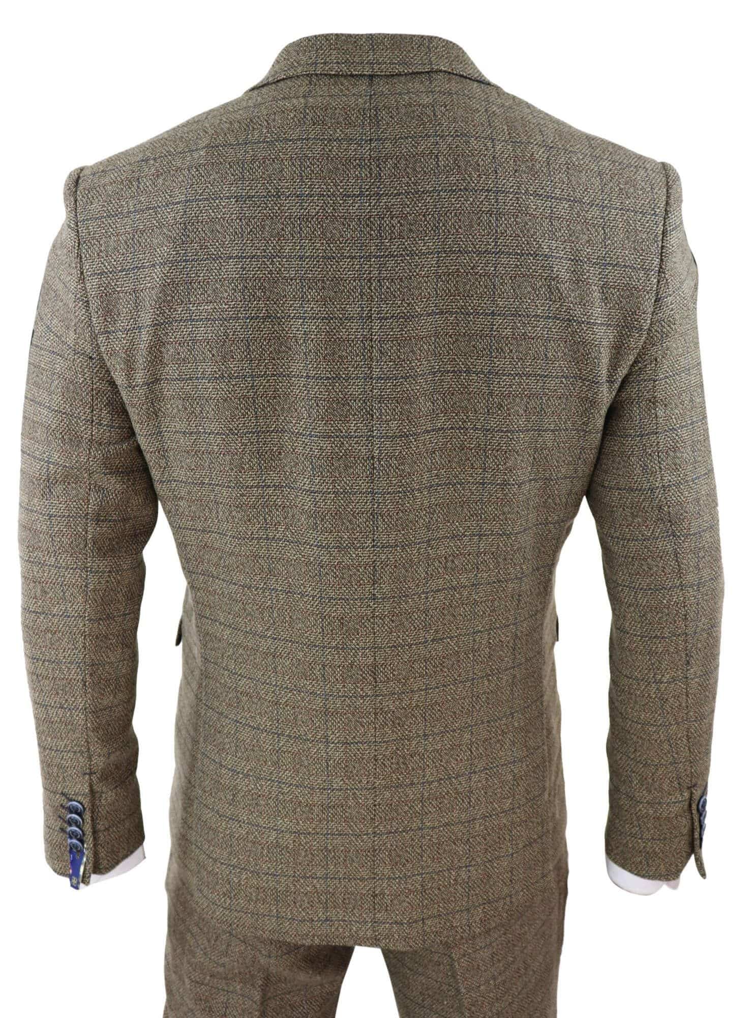 Cavani Ascari - Men's 3 Piece Oak Brown Tweed Check Suit