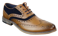 Mens Real Leather & Suede Laced Gatsby Brouges Smart Casual Designer Retro Shoes