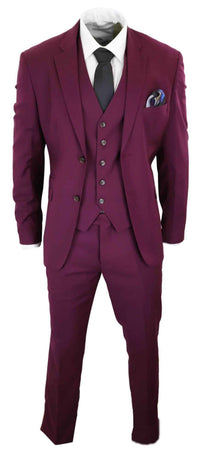 Cavani Magnus - Men's 3 Piece Cassic Burgundy Wine Suit
