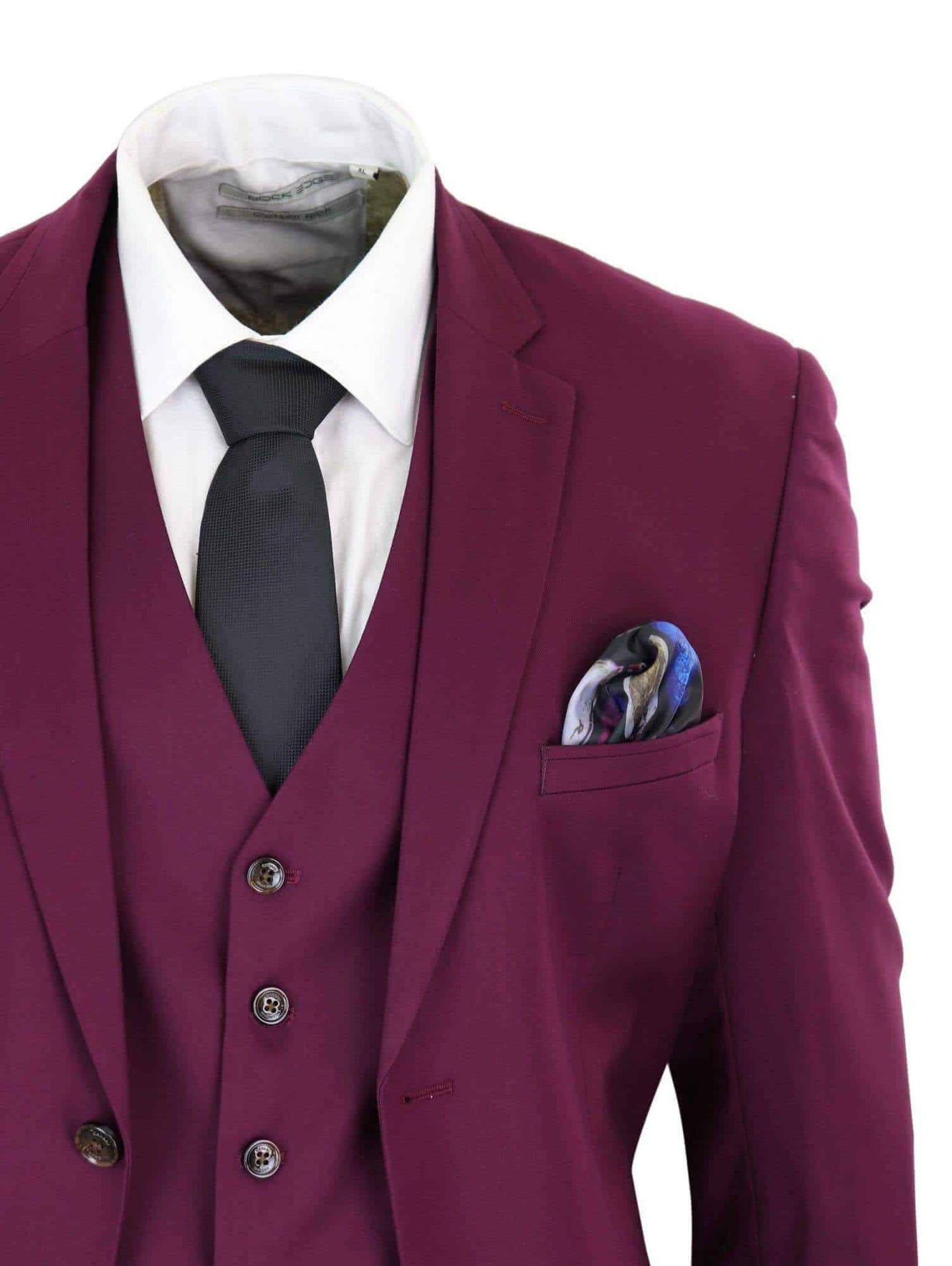 Cavani Magnus - Men's 3 Piece Cassic Burgundy Wine Suit