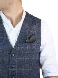 Cavani Miles - Men's Blue Tweed Check Waistcoat