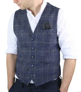 Cavani Miles - Men's Blue Tweed Check Waistcoat
