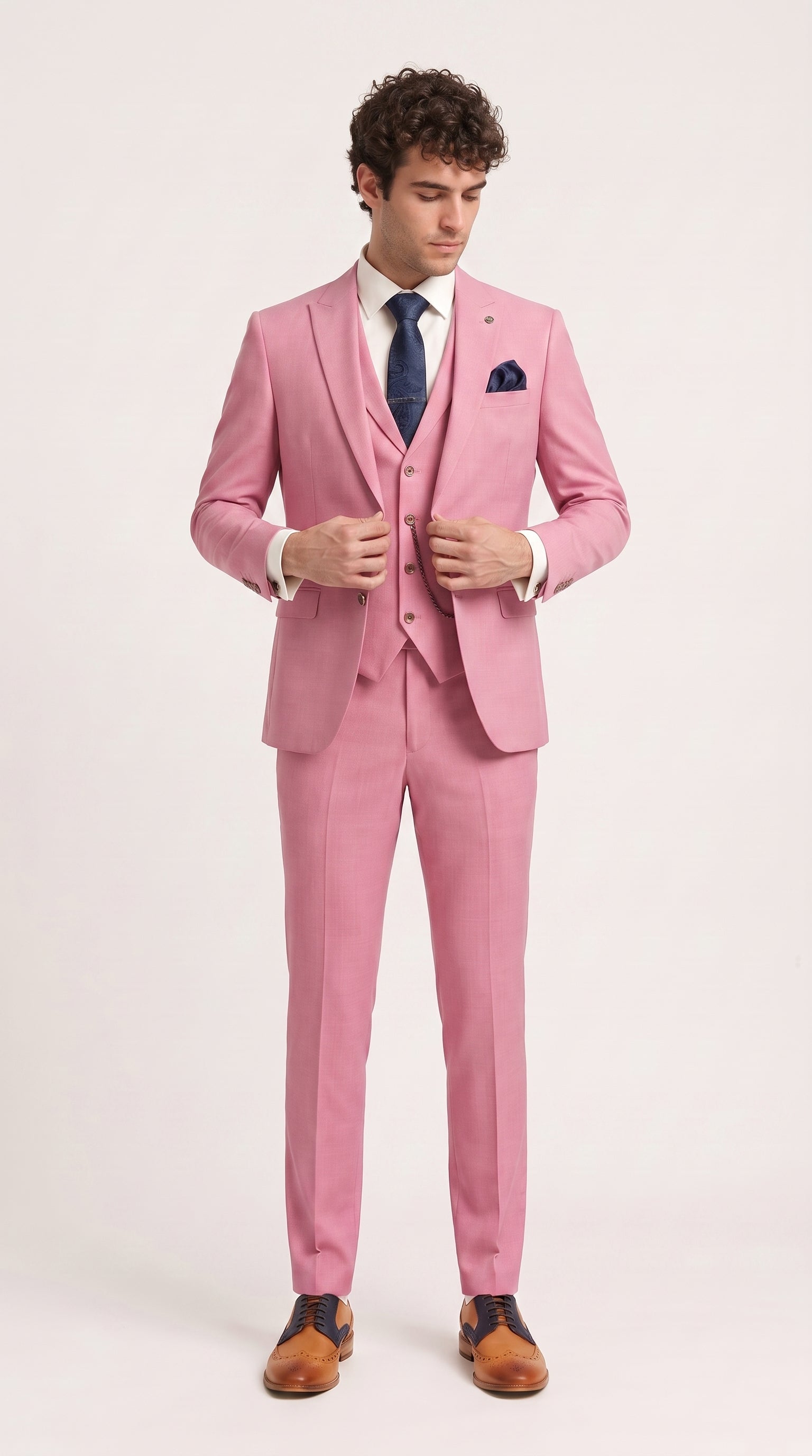 Look #149 styled with James Herrenanzug, 3-teilig, rosa, maßgeschneidert