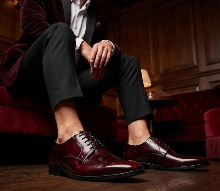 Chester – Burgunderrote, hochglanzpolierte Derby-Schuhe für Herren