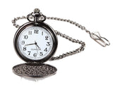 Classic 1920's Style Pocket Black Watch with Chain