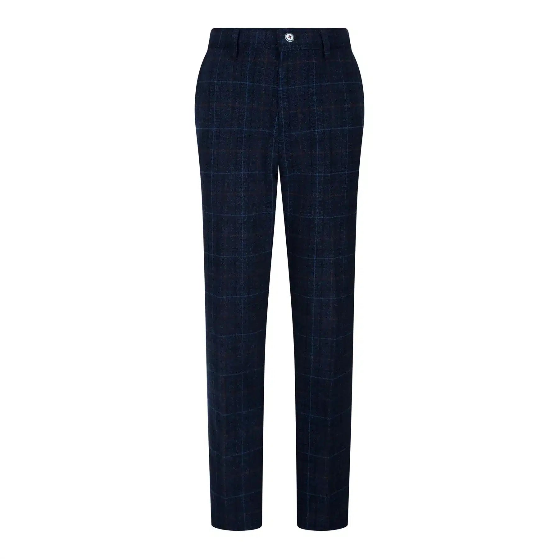 Boys Blue 3 Piece Suit Navy Check Wedding Prom Formal Vintage Tailored Fit