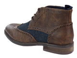 Mens Leather & Tweed Laced Ankle Boots