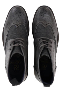 Mens Leather & Tweed Laced Ankle Boots