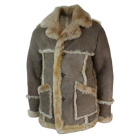 Men's Beige Cream Brown Original 3/4 Long Sheepskin Jacket