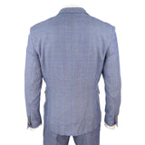 Mens Blue Check 3 Piece Suit - Cavani Delray