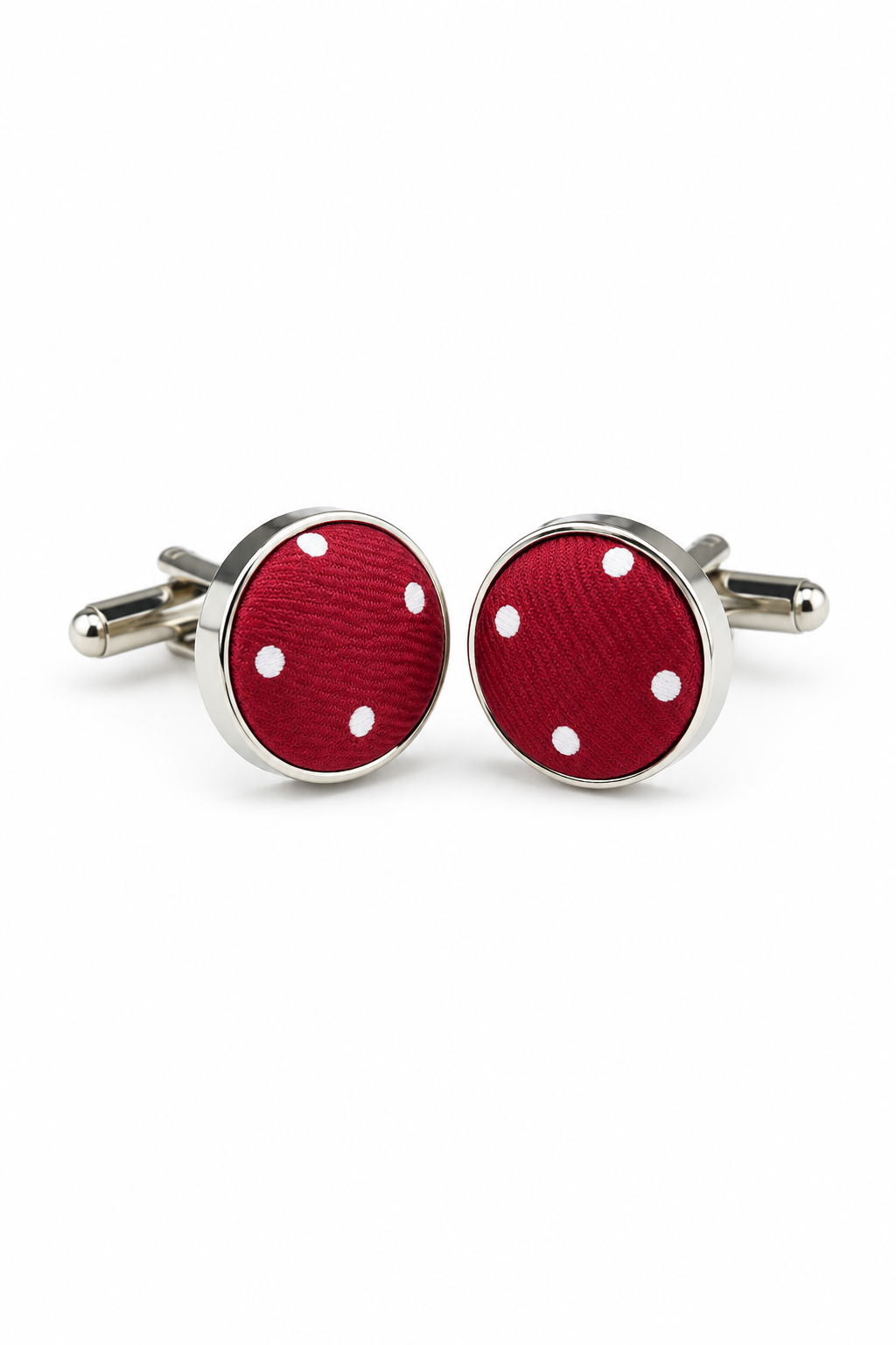 Gepunktete Wein Krawatte Geschenkset Einstecktuch Manschettenknöpfe Krawattennadel Polka Dot Satin