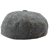 8 Panel Baker Boy Cap Shelby Hat Wool Tweed Classic Grey Razor