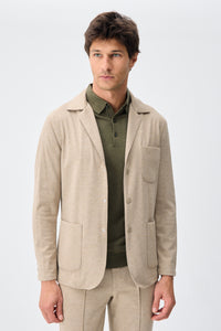 Beige Herren-Blazer aus weichem Jersey, elegant-lässig