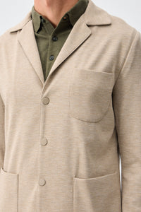 Beige Herren-Blazer aus weichem Jersey, elegant-lässig