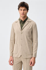 Beige Herren-Blazer aus weichem Jersey, elegant-lässig