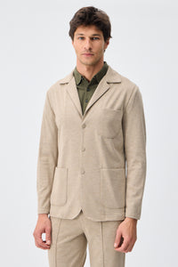 Beige Herren-Blazer aus weichem Jersey, elegant-lässig