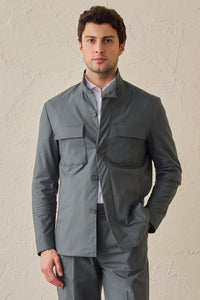 Herren-Utility-Jacke in Salbeigrün, leichte, elegante Freizeitjacke