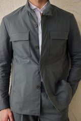 Herren-Utility-Jacke in Salbeigrün, leichte, elegante Freizeitjacke