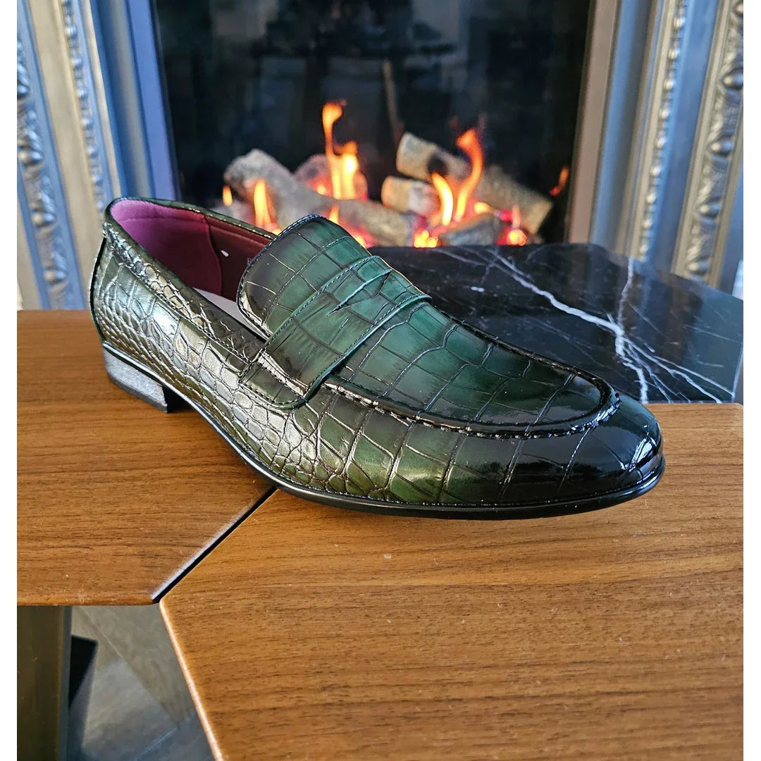 Men's Slip On Formal Green Loafers