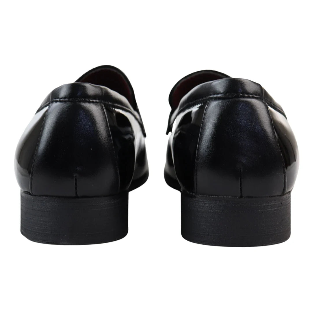 Men's Patent Tassel Slip On Black Loafers