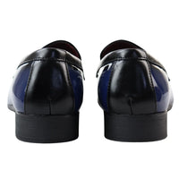 Men's Patent Tassel Slip On Blue Loafers