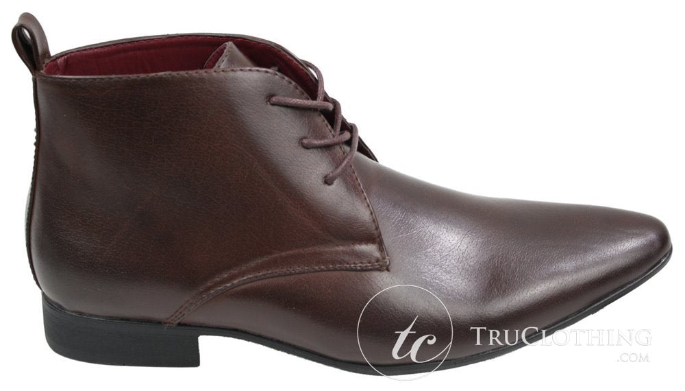 Mens Black Brown Leather Ankle Boots Italian Smart Chesea Dealer Slip On