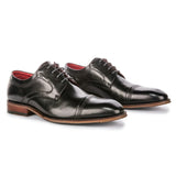 Everett - Schwarze Herren-Derbyschuhe aus poliertem Leder mit Kappe