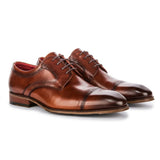 Everett - Herren-Derbyschuhe aus braunem, poliertem Leder mit Kappe