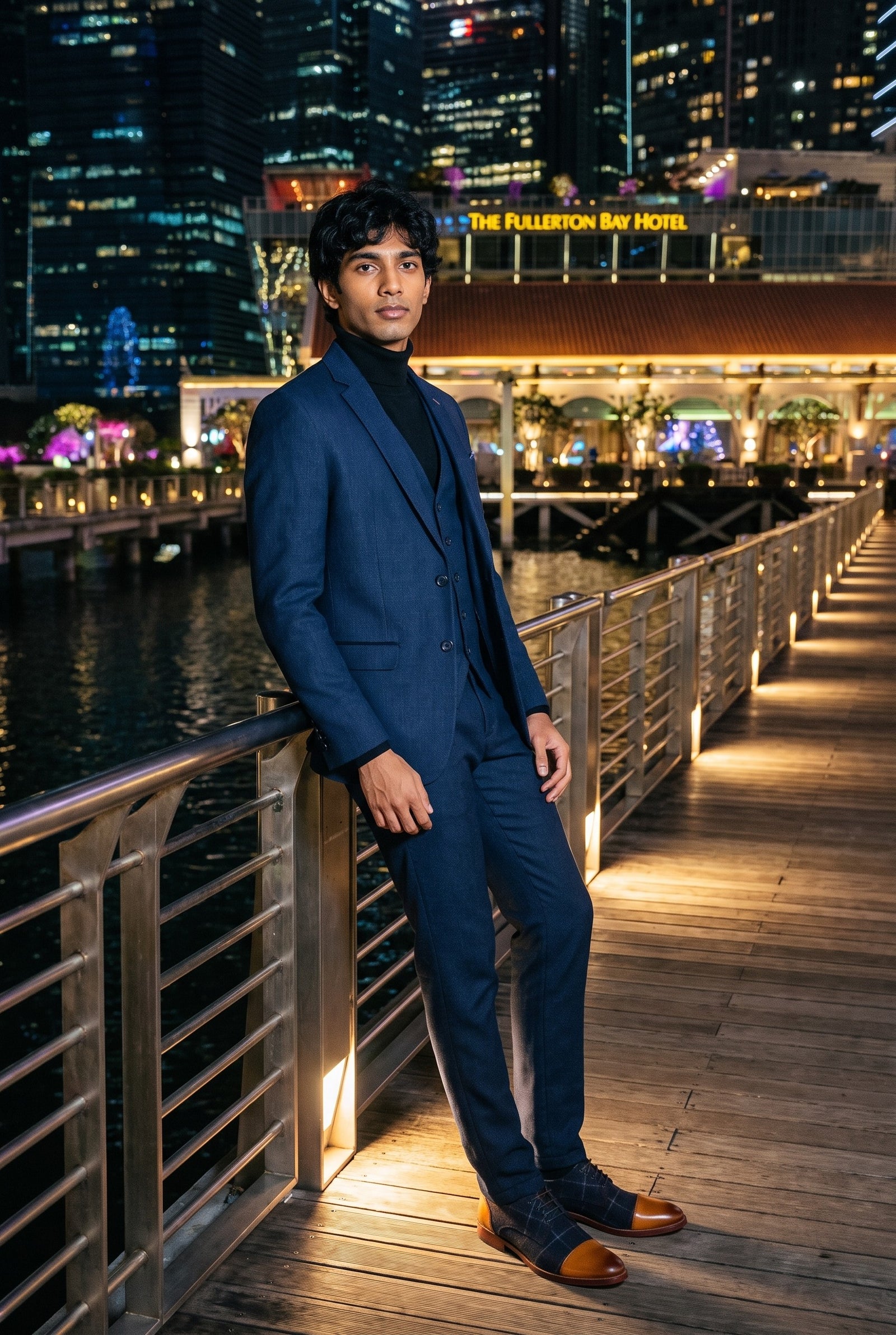Look #996 styled with Herren Anzug Marineblau 3 Stück Birdseye Anzug Hochzeit Abschlussball Formal Smart Classic