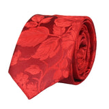 Men's Tie Pocket Sqaure Set Formal Floral Necktie - Red