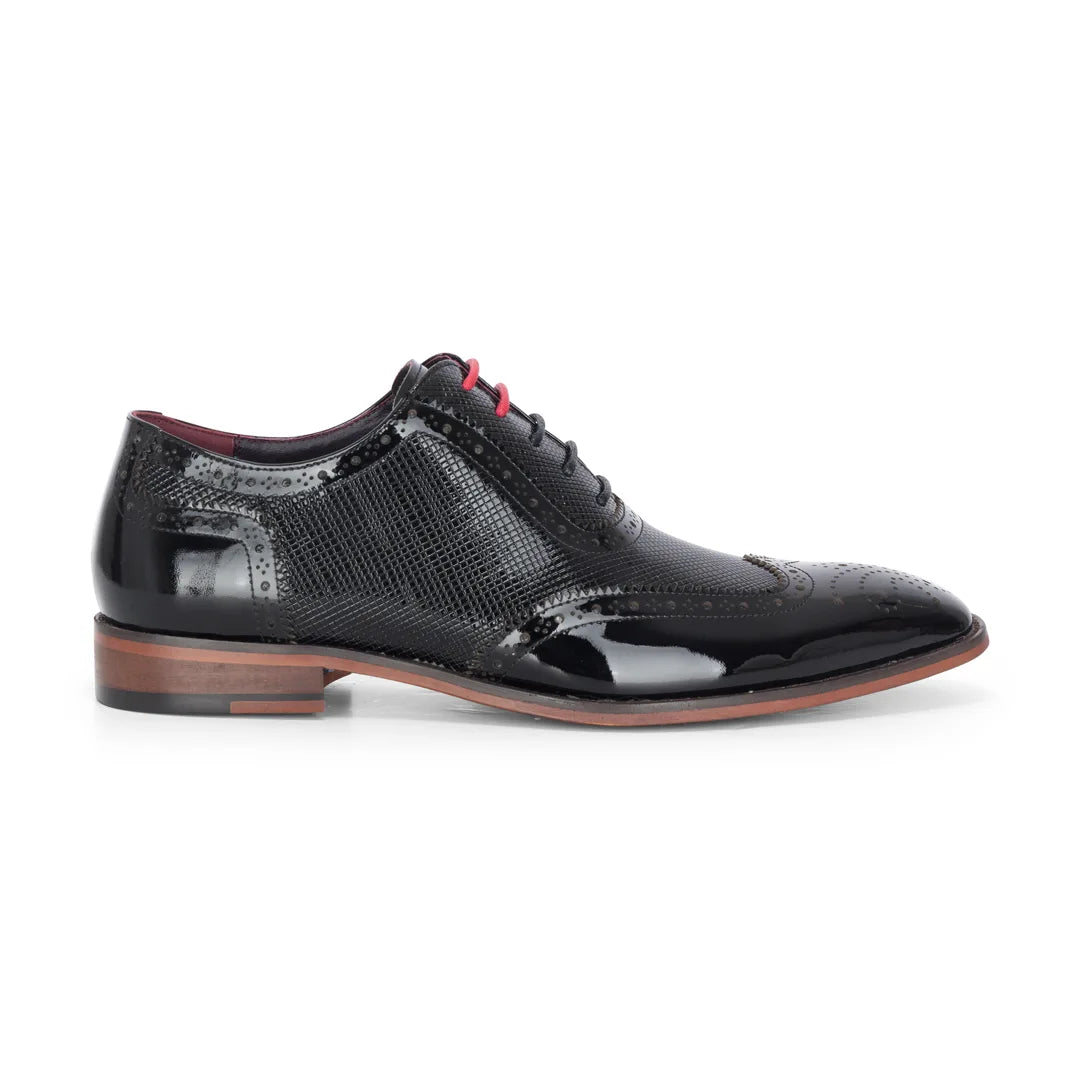 Flynn - Schwarze Herren-Brogue-Schuhe aus Lackleder