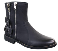 Mens Zip Biker Motorcycle Boots Punk Rock Ankle Belted Buckle Casual