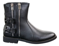 Mens Zip Biker Motorcycle Boots Punk Rock Ankle Belted Buckle Casual