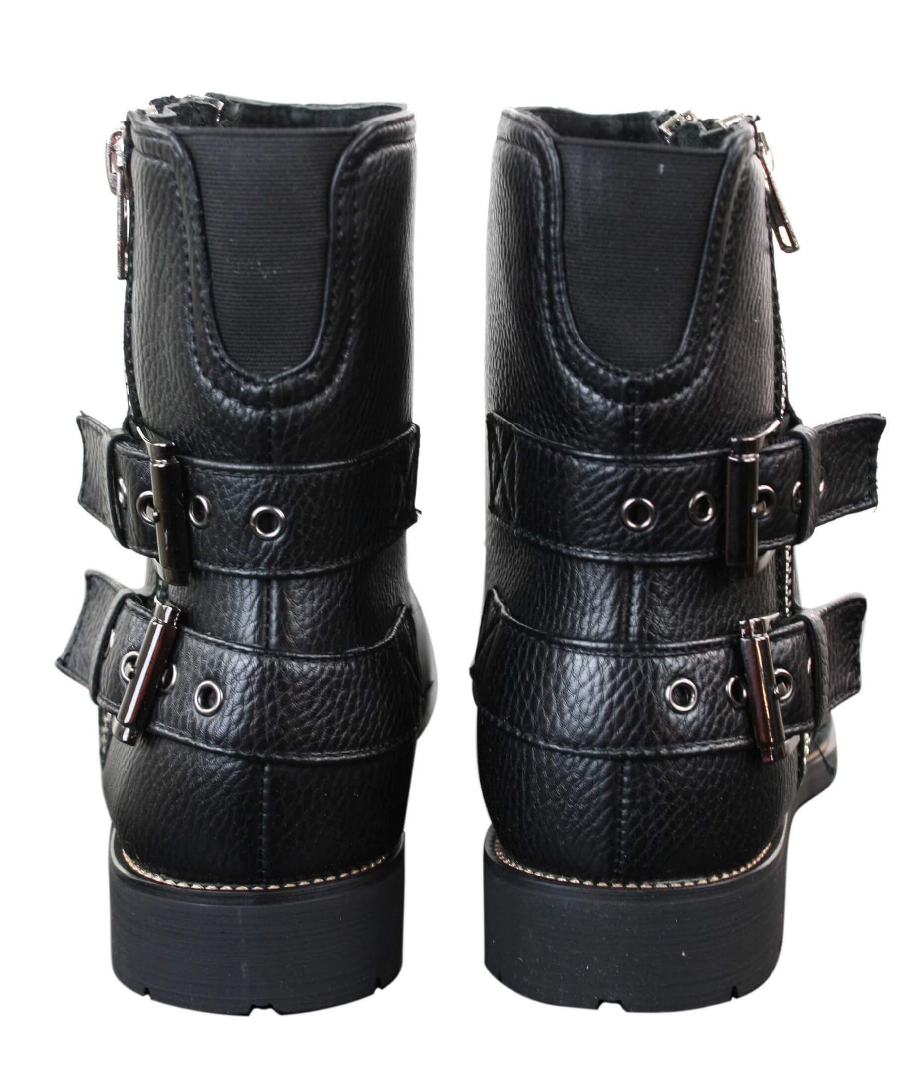 Mens Zip Biker Motorcycle Boots Punk Rock Ankle Belted Buckle Casual
